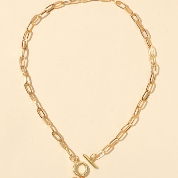 Chunky heart necklace. 14K Gold Plated - Picture 3 of 3